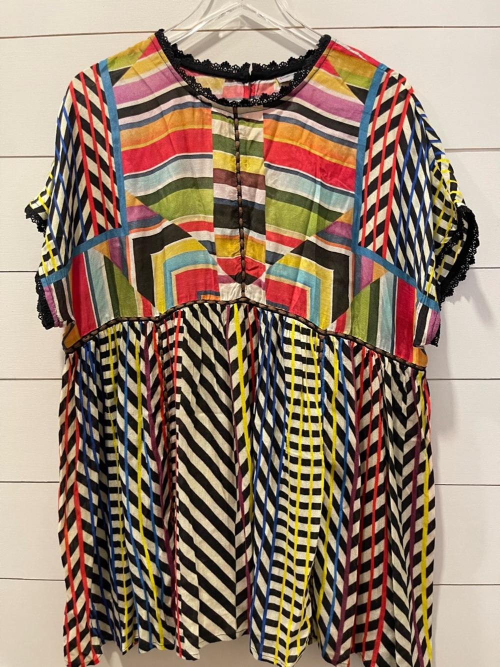 Conditions Apply Kynsa Anthropologie Striped Multicolor Boho Tunic Size Large
